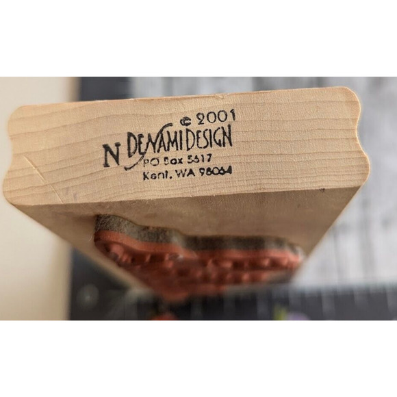 Denami Design Butterfly Flowers Grass Rubber Stamp Wood #C5 - Picture 3 of 4